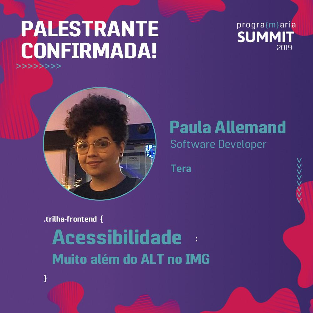 Paula palestrando na PrograMaria